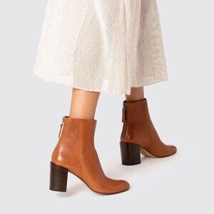 Gap Brown Chunky Heeled Zip Ankle Almond Toe Booties, Worn